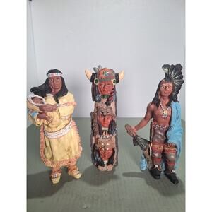 Native American Style Resin Figurine Lot Western Decor Totem Figures- Set of 3!